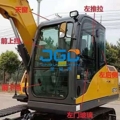 XE75DA 85C 80 Front Lower Gear Glass Excavator Front Damper Glass Sisi Belakang Kaca Melengkung