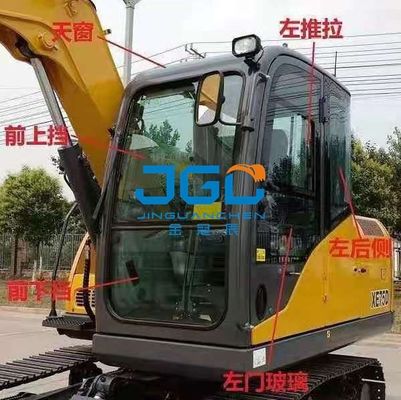XE75DA 85C 80 Front Lower Gear Glass Excavator Front Damper Glass Sisi Belakang Kaca Melengkung