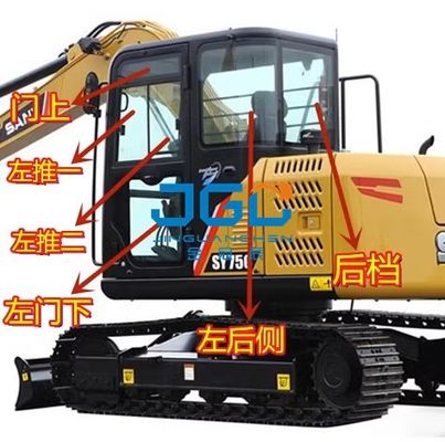 Kaca Depan SY75C Ekskavator Dorong-Tarik Jendela Atas Dan Bawah Kiri Dan Kanan Belakang Blok Kaca Tempered