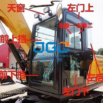 Kaca Depan SY75C Ekskavator Dorong-Tarik Jendela Atas Dan Bawah Kiri Dan Kanan Belakang Blok Kaca Tempered