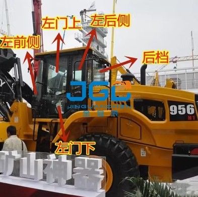 Kaca Loader SY956H5 953H 955K1 Kaca Depan Pintu Samping Atas Dan Bawah Kaca Belakang