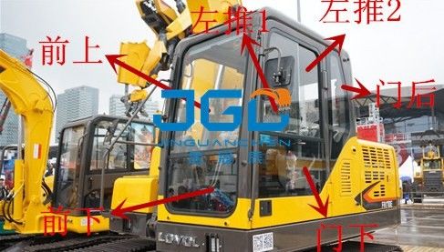 FR150E 330E 370E 480E Kaca Depan Depan Dan Belakang Ekskavator Kaca Depan Atas Dan Bawah