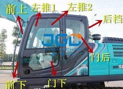 SK210 250 260 350LC-10 Excavator Bagian Depan Dan Belakang Kaca Depan Laminasi Kaca