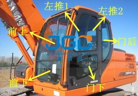 DX150-9C 150LC Ekskavator Pintu Depan Belakang Skylight Kaca Laminasi Kaca Depan Atas dan Bawah