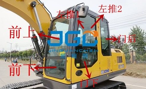 XE150D 155DK Excavator Depan Dan Belakang Pintu Dan Jendela Kiri Dan Kanan Laminated Kaca Depan