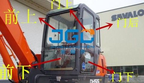 DH55GOLD Excavator Kaca Pintu Dan Jendela Atas Dan Bawah Kiri Dan Kanan Depan Dan Belakang Kaca Depan