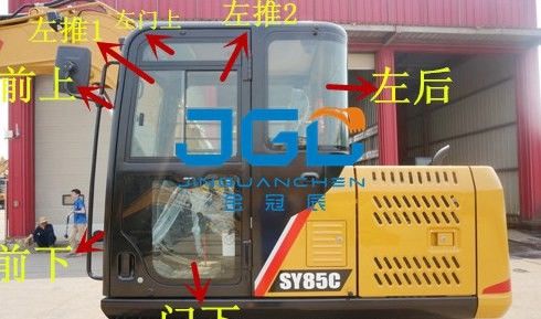 SY85C 70 95C Jendela Belakang Gigi Depan Ekskavator Dan Kaca Depan Atas Dan Bawah