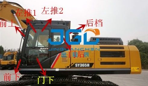 SY245 365 155 485 395 305 335 225H Kaca depan pintu dan jendela excavator