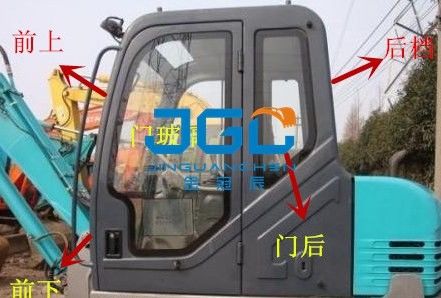 SK60C Excavator Front Stop Rear Stop Door Kaca Skylight Kaca depan atas dan bawah