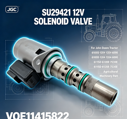 SU29421 VOE11415822 12V Solenoid Valve untuk traktor 6100D 1204 1354 6090 6115D 6120R 7530E Bagian mesin pertanian