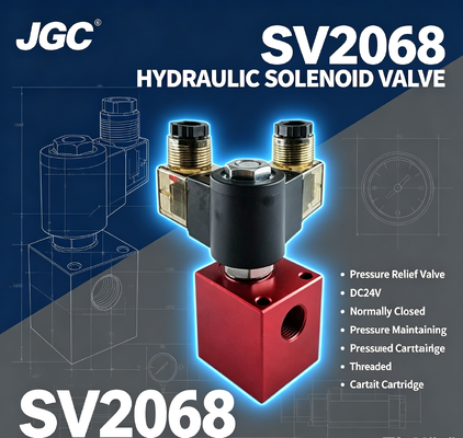 SV2068 Hidrolik Solenoid Ball Valve Pressure Relief Valve Threaded Cartridge DC24V Valve Penjaga Tekanan yang Biasanya Ditutup