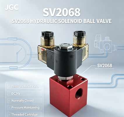SV2068 Hidrolik Solenoid Ball Valve Pressure Relief Valve Threaded Cartridge DC24V Valve Penjaga Tekanan yang Biasanya Ditutup