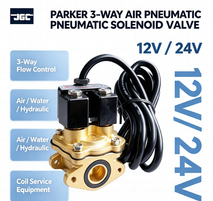Parker 3-Way Air Pneumatic Solenoid Valve 12v 24v Water Hydraulic Coil Peralatan Servis