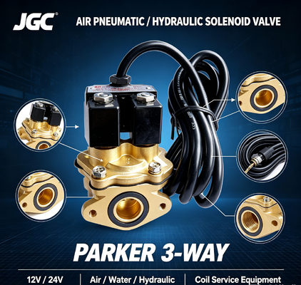 Parker 3-Way Air Pneumatic Solenoid Valve 12v 24v Water Hydraulic Coil Peralatan Servis