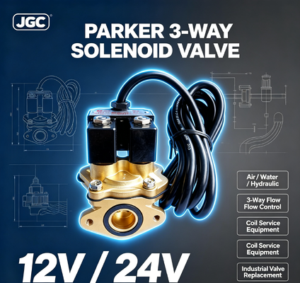 Parker 3-Way Air Pneumatic Solenoid Valve 12v 24v Water Hydraulic Coil Peralatan Servis