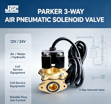 Parker 3-Way Air Pneumatic Solenoid Valve 12v 24v Water Hydraulic Coil Peralatan Servis
