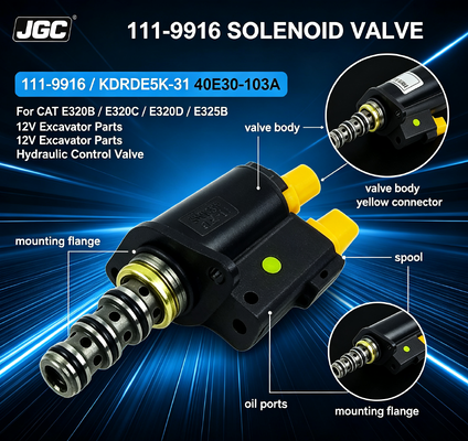 111-9916 12V Excavator Group Solenoid Valve Bagian No KDRDE5K-31 40E30-103A untuk CAT E320b E320c E320d E325b