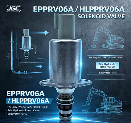 EPPRV06A  24V Katup Solenoid Proporsional HLPPRV06A untuk Katup Solenoid Pompa Hidrolik Excavator Sany SY235 FR220 FR240 FR360