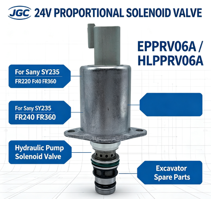 EPPRV06A  24V Katup Solenoid Proporsional HLPPRV06A untuk Katup Solenoid Pompa Hidrolik Excavator Sany SY235 FR220 FR240 FR360