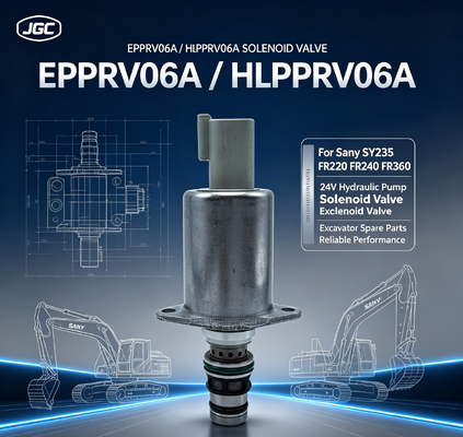 EPPRV06A  24V Katup Solenoid Proporsional HLPPRV06A untuk Katup Solenoid Pompa Hidrolik Excavator Sany SY235 FR220 FR240 FR360